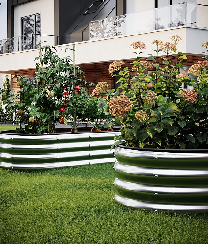 Galvanized Metal Raised Garden Bed Kit, 4x2x1ft Outdoor Planter Box, Garden Grow Bed for Vegetables, Flowers, Patio Gardening ZFHgarden