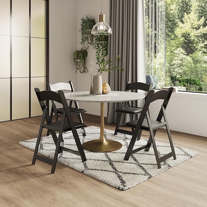 300 Black Resin Stackable Folding Chair - Comfortable Black Foldable Chair - Folding Chairs with Padded Seats - Indoor/Outdoor Folding Chairs for Events - Lightweight Foldable Chairs (300 Pack) Simplex
