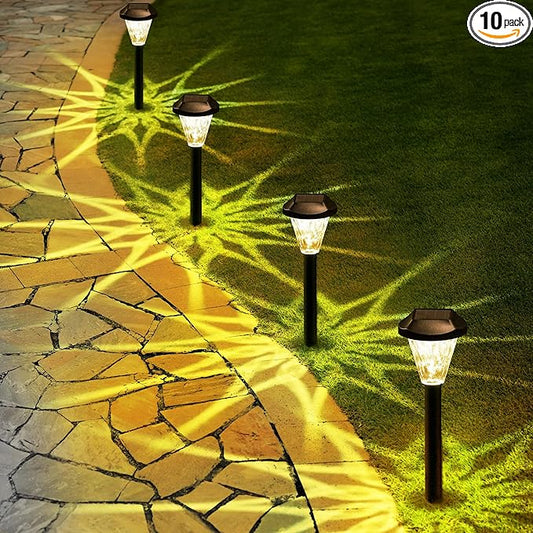 GIGALUMI 10 Pack Solar Lights Outdoor Waterproof, Outdoor Solar Lights for Yard, Solar Garden Lights, Yard Decorations Outdoor for Pathway, Patio, Garden, Driveway, Lawn, and Landscape(Warm White) GIGALUMI