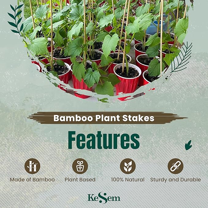 100pcs 18" Bamboo Plant Stakes 18 inch Long Skewers Sticks Wood Plant Supports Floral Wooden Sticks Indoor Gardening Supports Garden Stick, Sign Posting or Craft Rootora