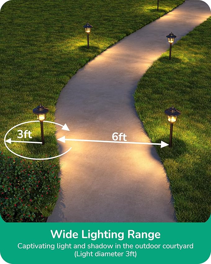 EDISHINE Low Voltage Landscape Lights, 12V 3W 120LM 3000K Seed Glass Outdoor Landscape Path Lights with Connectors, ORB Waterproof Electric LED Pathway Light Wired for Walkway Garden Yard, 6 Pack EDISHINE