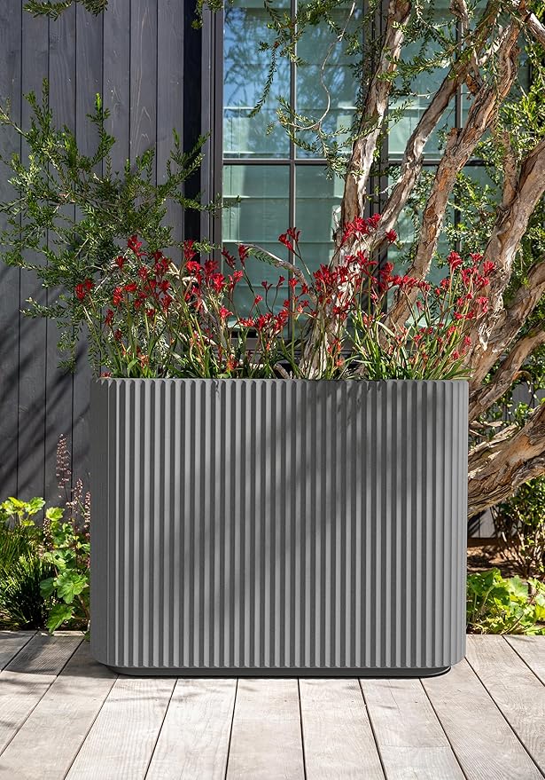 Veradek Demi Series Span Planter for Front Porch, Patio, Backyard | Durable Plastic-Stone Composite Material | Modern Décor for Shrubs, Flowers VeradekOutdoor