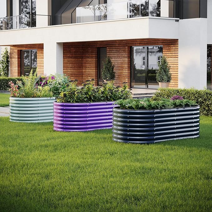 Galvanized Metal Planter Raised Garden Bed Kit for Gardening Outdoor，6x3x2ft Planter Grow Garden Box Raised Flower Bed，Long Vegetable Clearance Herb Raised Garden Beds For Container Gardening ZFHgarden