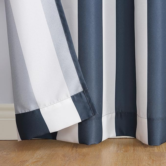 Sun Zero Valencia 2-Pack Cabana Stripe Indoor/Outdoor UV Protectant Energy Efficient Grommet Curtain Panel Pair SunZero%E2%84%A2