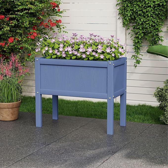 Raised Garden Bed with Drainage Hole Waterproof HDPE Elevated Planter Box with Legs Stable and Durable to Plant Herb Vegetable Flower,Patio,Balcony Outdoors/Indoors Navy KETOYARK