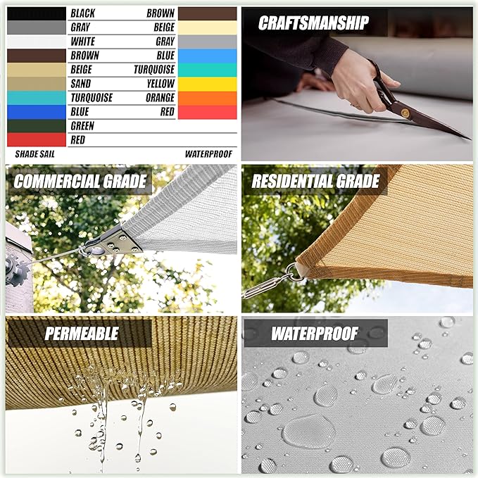 Amgo Custom Size 21' x 24' x 31.9' Blue Right Triangle Sun Shade Sail UPF50+ AGTAPRT12, Order to Make Canopy Awning, 95% UV Blockage, Water & Air Permeable, Commercial Standard (We Customize) Amgo