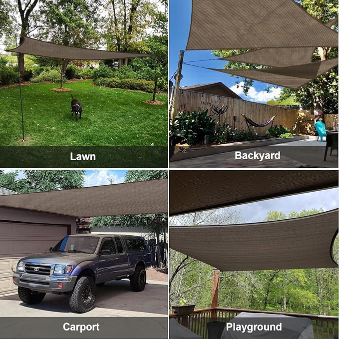 SUNLAX Sun Shade Sail 8' x 12' Brown Rectangle Canopy Sail Shade Cover UV Block Permeable Sunshade Outdoor for Patio Backyard (We Make Custom Size) SUNLAX