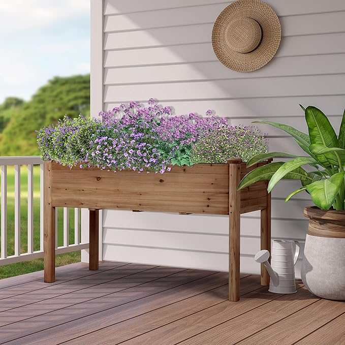 Yaheetech 2pcs Raised Garden Bed 48x24x30in Elevated Wooden Horticulture Planter Box with Legs Standing Growing Bed for Gardening/Backyard/Patio/Balcony, Dark Brown Yaheetech