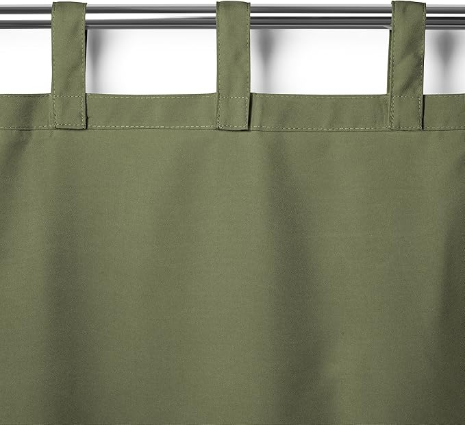 Elrene Home Fashions Matine Weatherproof Tab-Top Indoor/Outdoor Solid Color Curtain Panel for Porch, Pergola, Patio, Deck, 52”W x 95”L, Green (Pack of 3) ElreneHomeFashions