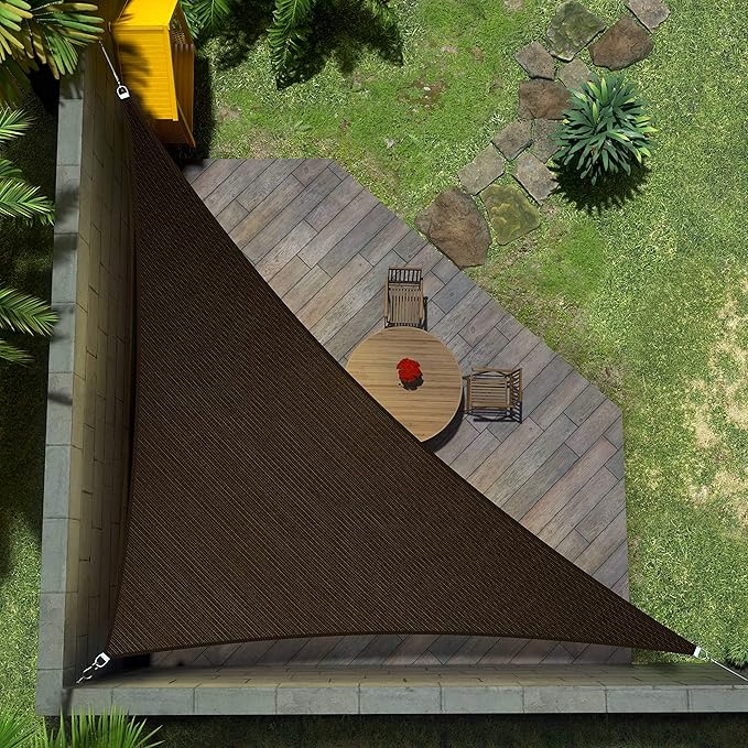 Amgo 20' x 20' x 28.3' Brown Right Triangle Sun Shade Sail UPF50+ Canopy Awning AGSLT, 95% UV Blockage, Water & Air Permeable, 200GSM Heavy Duty Commercial and Residential (We Make Custom Sizes) Amgo
