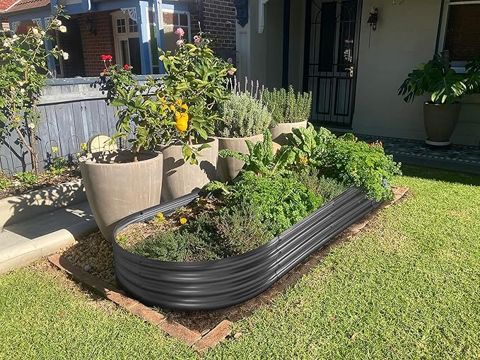 Land Guard Galvanized Raised Garden Bed Kit, Galvanized Planter Raised Garden Boxes Outdoor, Oval Large Metal Raised Garden Beds for Vegetables(Grey)4×2×1ft(1pcs) Rootora