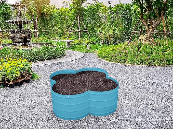 Plant & Plot Galvanized Raised Garden Beds Outdoor // 3×3×1 ft Planter Raised Beds for Gardening, Vegetables, Flowers // Large Metal Garden Box (Teal) // Patented Tool-Free Design PlantPlot