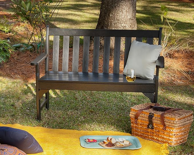 POLYWOOD GNB48BL Vineyard 48" Bench, Black POLYWOOD