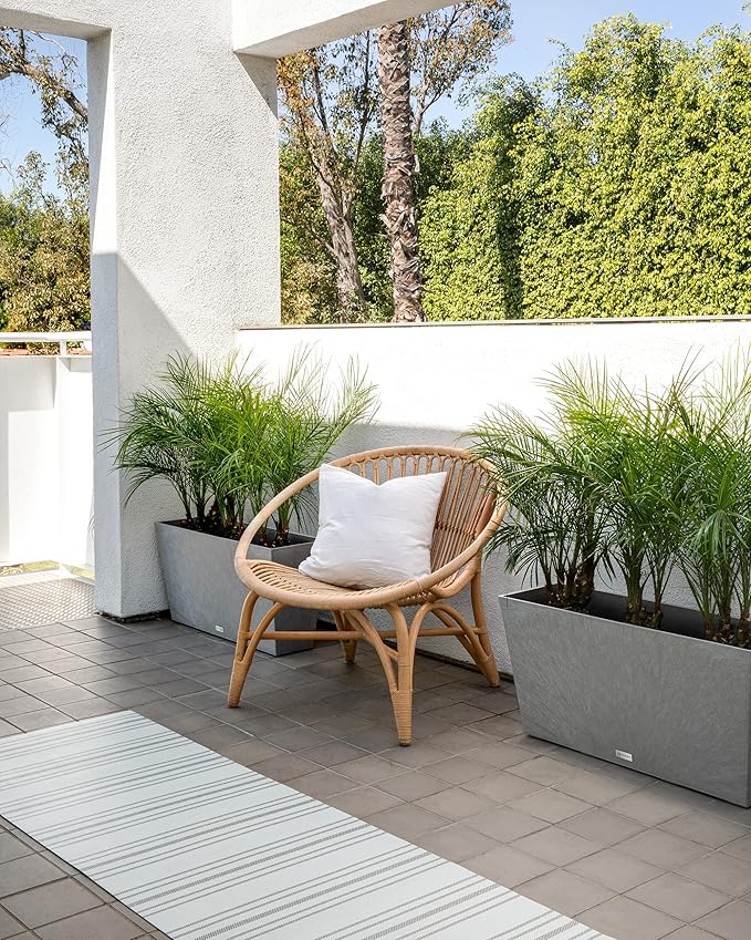 Veradek Pure Series Midori Trough Planter - Large Rectangular Planter for Indoor or Outdoor Deck/Porch | Durable All-Weather Use with Drainage Holes | Modern Decor for Shrubs, Flowers, Small Plants VeradekOutdoor