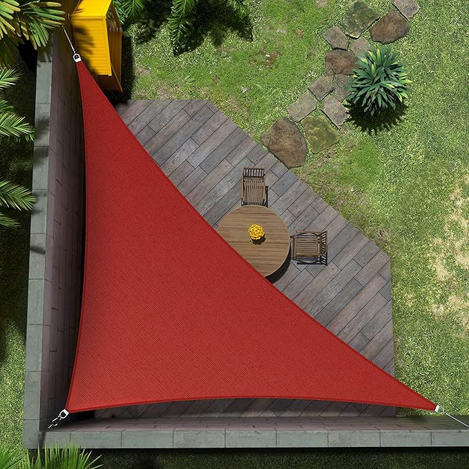 Amgo Custom Size 16' x 18' x 24.1' Red Right Triangle Sun Shade Sail Order to Make Canopy Awning UPF50+ AGSLT, 95% UV Blockage, Water & Air Permeable, 200GSM Commercial Standard (We Customize) Amgo