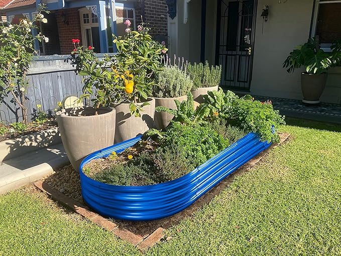 Land Guard Galvanized Raised Garden Bed Kit, Galvanized Planter Raised Garden Boxes Outdoor, Oval Large Metal Raised Garden Beds for Vegetables 4 x 2 x 1ft(1pcs) (Blue)… Rootora