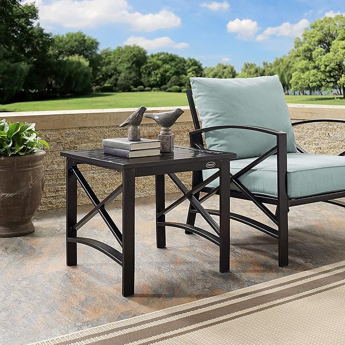 Crosley Furniture Kaplan Weather Resistant Metal Outdoor Side Table for Patio, Deck, Porch, Oiled Bronze CrosleyFurniture