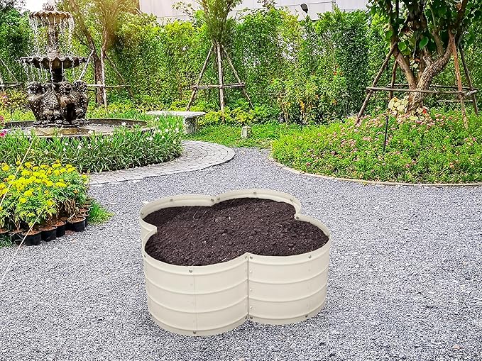 Plant & Plot Galvanized Raised Garden Beds Outdoor // 3×3×1 ft Planter Raised Beds for Gardening, Vegetables, Flowers // Large Metal Garden Box (White) // Patented Tool-Free Design PlantPlot