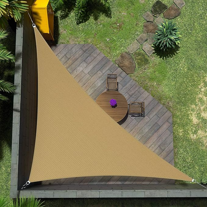 Amgo Custom Size 12' x 23' x 25.9' Sand Beige Right Triangle Sun Shade Sail UPF50+ AGTAPRT12, Order to Make Canopy Awning, 95% UV Blockage, Water & Air Permeable, Commercial Standard (We Customize) Amgo