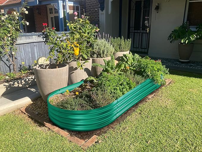 Land Guard Galvanized Raised Garden Bed Kit, Galvanized Planter Raised Garden Boxes Outdoor, Oval Large Metal Raised Garden Beds for Vegetables 4 x 2 x 1ft(1pcs) (Green)… Rootora