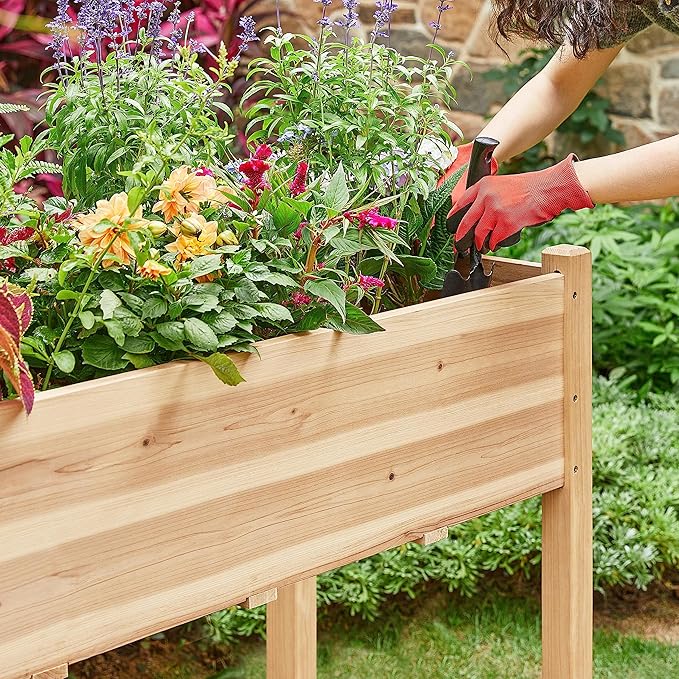 Yaheetech 2pcs Raised Garden Bed 48x24x30in Elevated Wooden Horticulture Planter Box with Legs Standing Growing Bed for Gardening/Backyard/Patio/Balcony, Wood Yaheetech