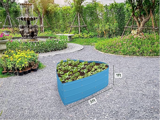 Plant & Plot Galvanized Raised Garden Beds Outdoor // Planter Raised Beds for Gardening, Vegetables, Flowers // Large Metal Garden Box (Teal) // Tool-Free Assembly PlantPlot