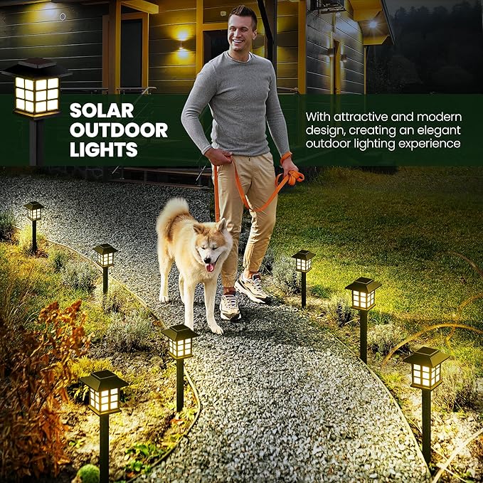 GIGALUMI Solar Outdoor Lights，8 Pack LED Solar Lights Outdoor Waterproof, Solar Walkway Lights Maintain 10 Hours of Lighting for Your Garden, Landscape, Path, Yard, Patio, Driveway GIGALUMI