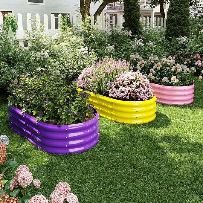 Galvanized Metal Planter Raised Garden Bed Kit for Gardening Outdoor，8x2x1ft Planter Grow Garden Box Raised Flower Bed，Long Vegetable Clearance Herb Raised Garden Beds for Gardening ZFHgarden