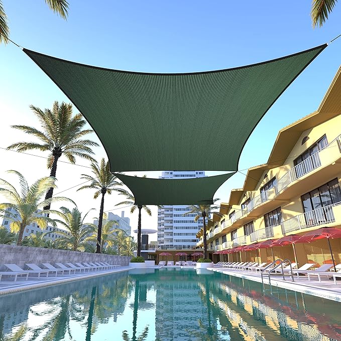 ColourTree TAPR1616 Custom Size 10' x 20' Green Sun Shade Sail Canopy UV Block UPF50 Rectangle - Commercial Standard Heavy Duty - 190 GSM - 3 Years Warranty ColourTree