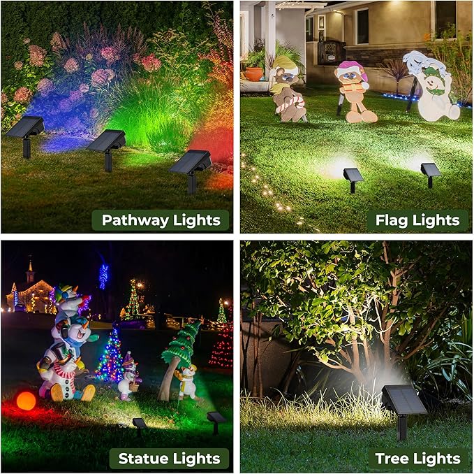 Kingsyard Solar Color Changing Lights 8 Colors, USB & Solar Powered Solar Lights Outdoor Waterproof IP68, Multicolor RGB Outdoor Lights for Garden Yard Landscape Decor, 6 Pack Kingsyard