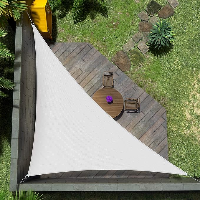Amgo Custom Size 6' x 7' x 9.2' White Right Triangle Sun Shade Sail UPF50+ AGTAPRT12, Order to Make Canopy Awning, 95% UV Blockage, Water & Air Permeable, Commercial Standard (We Customize) Amgo