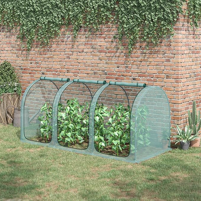 Outsunny 9' x 4' Crop Cage, Plant Protection Tent with Three Zippered Doors, Storage Bag and 4 Ground Stakes, for Garden, Yard, Lawn, Green Outsunny