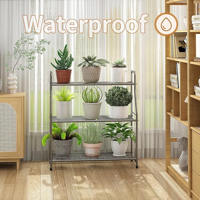 Simple Trending Plant Stand Outdoor Indoor 3 Tier Metal Waterproof Plant Shelf for Living Room Balcony Garden SimpleTrending