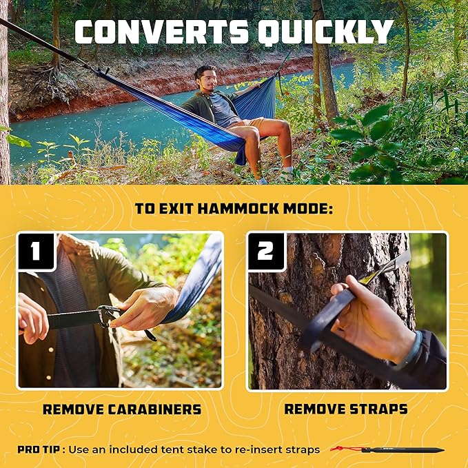 Wise Owl Outfitters Camping Hammock – 500lbs Portable Hammock with Tree Straps - Travel, Backpacking, Hiking, Outdoors Camping Gear - Single or Double WiseOwlOutfitters