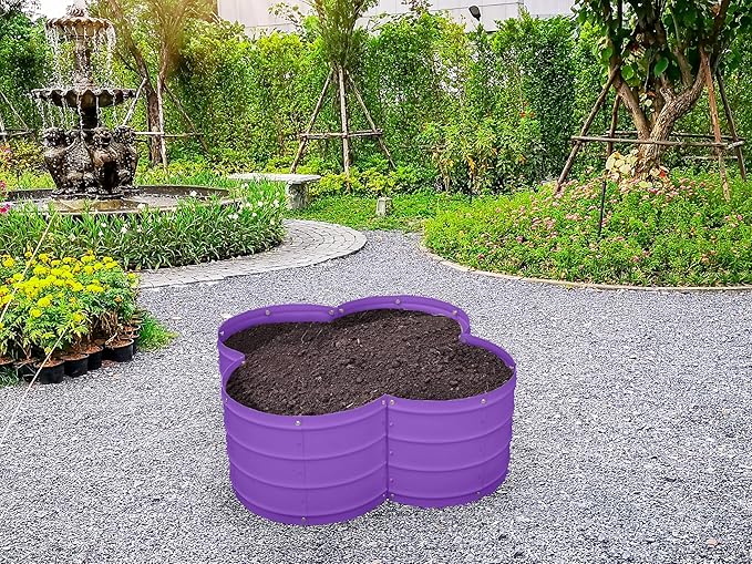 Plant & Plot Galvanized Raised Garden Beds Outdoor // 3×3×1 ft Planter Raised Beds for Gardening, Vegetables, Flowers // Large Metal Garden Box (Purple) // Patented Tool-Free Design PlantPlot