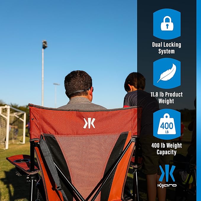 Kijaro XXL Dual Lock Portable Camping Chair - Supports Up to 400lbs - Enjoy The Outdoors in a Versatile Folding Sports & Outdoor Chair Kijaro