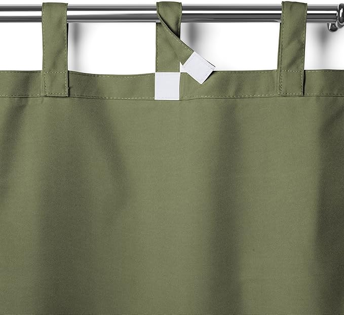 Elrene Home Fashions Matine Weatherproof Tab-Top Indoor/Outdoor Solid Color Curtain Panel for Porch, Pergola, Patio, Deck, 52”W x 95”L, Green (Pack of 3) ElreneHomeFashions
