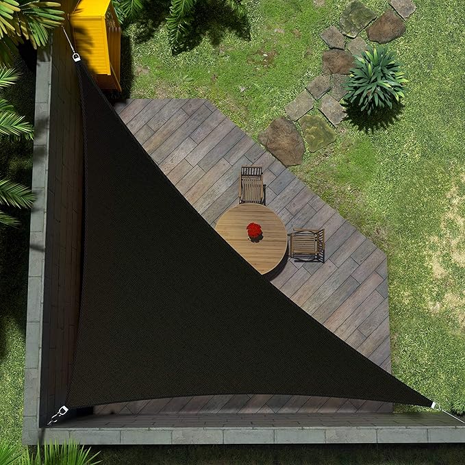 Amgo Custom Size 9' x 14' x 16.6' Black Right Triangle Sun Shade Sail UPF50+ AGTAPRT12, Order to Make Canopy Awning, 95% UV Blockage, Water & Air Permeable, Commercial Standard (We Customize) Amgo
