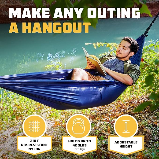 Wise Owl Outfitters Camping Hammock – 500lbs Portable Hammock with Tree Straps - Travel, Backpacking, Hiking, Outdoors Camping Gear - Single or Double WiseOwlOutfitters