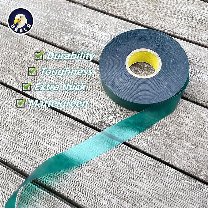 8 mil Extra Thick 150 Feet x 1'' Stretch Plant Tie Tape, Garden Tie Tape for Planting and Grafting, Plant Ribbon for Tomatoes, Grapes and Trees, Green Tie Tape, Garden Stake for Vinyard Ugold